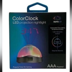 Tzumi Aura LED Projection Nightlight COLOR CLOCK - Battery Operated *NEW*